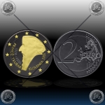 2 EVRO SLOVENIJA  2008 "PRIMOŽ TRUBAR" Black Rhodium + 24k Gold